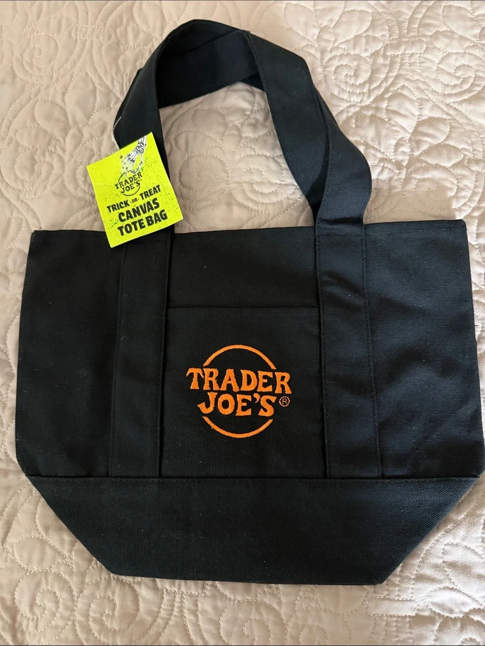 NWT! Trader Joe's Black/Orange Canvas Mini Tote